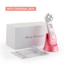고주파 페이스 휴대용 마사지기 홈케어 가정용 피부 관리기5 in 1 RF 무선 메조테라피 전기 천공 LED 광자, 06 Rose With box