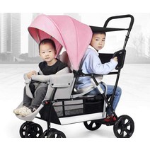휴대용 폴딩 유모차 카트 쌍둥이 연년생 2인용 2인승, 블루