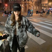 여성 봄 가을 가죽자켓 어린 양 모피 자켓 여성 가을과 겨울 두꺼운 느슨한 bf 12