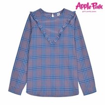 애플핑크 V라인 프릴 체크 블라우스 APK1O503GSP
