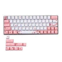 73 KEYS OEM PBT KEYCAPS 전체 세트 기계 키보드 키 캡 PBT 염료 승화 벚꽃 키 캡 한국어 일본어 일본어, 분홍