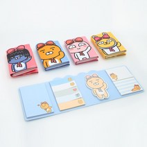 카카오프렌즈 리본 4단 점착 메모지 4개, 라이언 2개, 어피치 2개