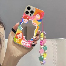 카툰 낙서 일러스트 아이폰 호환 폰케이스+체인 페이스 거울 러블리 휴대폰 보호 커버 액세서리 장식 실리콘 케이스 A935564123