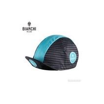 Bianchi Milano NEON Classic Cycling Cap : BLACK/CELESTE STRIPES - MADE iN ITALY!