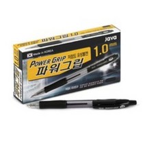 자바펜 1.0 파워그립 저점도 유성볼펜, 검정, 12개입