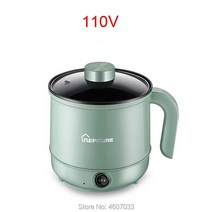 110V 전기 밥솥 미니 기숙사 학생 냄비 열 팬 계란 요리 국수 수프 밥 요리 붙지 않는 냄비 찜기 220v, 110v green A1_EU