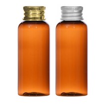 알루미늄캡 50ml 60ml 75ml 80ml 100ml 어메니티 공병, 1개, 50ml갈색용기 원형 실버캡