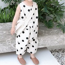 도오빠 홀디레SA 아동 점프수트 민소매 라운드넥 나시 땡땡이 도트 남아 여아 공용