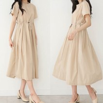 아이맘스타일 허리 스트링 뒷 지퍼 여름 반팔 롱 원피스