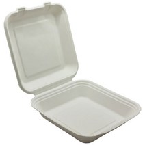 리어스팩 펄프용기 친환경 펄프도시락 종이용기 사각타원형 1200ml (뚜껑일체형) 화이트50개 P8 (화이트색상)