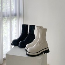 미미코코 / 둥근코 오버솔 플랫폼 통굽 디커 앵클부츠 미들굽 5cm