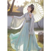 한복 반티 hanfu 여성 39s 넓은 소매 wei-jin 칼라 허리 길이 정장 여성