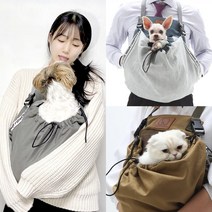 [특허인증] 반려동물과의 정서교감 스킨쉽백 강아지앞치마 분리불안 스트레스 첫입양 장거리 이동필수품 국내산 수제슬링백, 코지데님