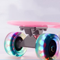 전동서핑보드 롱보드샵 어린이 스케이트 보드 57x15x13cm 피쉬 미니 크루저 싱글 락 스쿠터 롱보드 레트로 페니보드 어린이용, [04] Pink Flash Wheel