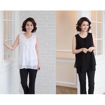 쉬즈마담 T52975 이중쉬폰 민소매티 롱블라우스 엄마옷