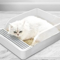 꼬랑댕이 고양이 화장실 사각 배변통 대형, 화이트