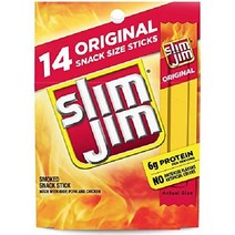 Slim Jim 슬림 짐 스낵 사이즈 훈제 미트 스틱, 3.92온스(1팩), 5 쇠고기  돼지고기  닭고기