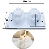 캔들몰드실리콘 비스틱 버블 큐브 양초 실리콘 몰드 3D 아로마 테라피 석고 손으로 만든 베이킹 초콜릿 디, 20 2PCS Rabbit