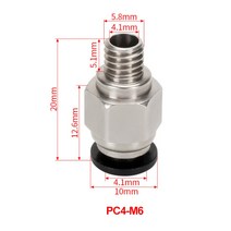 킹룬 KINGROON 2pcs PC4-M5 M6 공압 커넥터 OD 4mm 나사 M5 에어 피팅 핫 엔드 압출기 2*4mm PTFE 튜브 3D 프린터 부품, PC4-M6 through