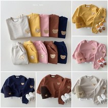 기획)곰돌이자수세트 데일리베베 곰돌이상하복 곰돌이상하세트 주니어 키즈 유아 상하복 상하세트 무지개처럼