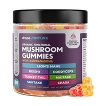 멀티비타민 Lions Mane Mushroom Supplement Gummies - Organic Reishi Cordyceps Turkey tail Maitake Shit