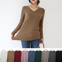 데일리앤 워밍 기모 브이넥 이너 긴팔 티셔츠