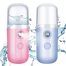 2피스 나노 페이셜 미스터 30ml 미니 페이스 가습기 휴대용 스프레이 USB 충전식 편리한 스킨 케어 기계 얼굴 보습 데일리 메이크업용핑크 및 화이트), 블루,핑크