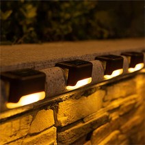 태양광 태양열 LED 계단등 정원등 계단 조명 (KGA-054), 검정, 전구색
