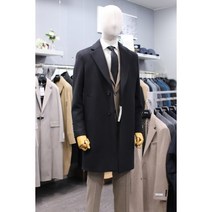 본 남성 코트 블랙 솔리드 캐시미어 혼방 반더블 세미오버핏 미니멀 코트 BNW1HA770BK