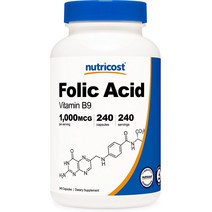 뉴트리코스트 엽산 비타민 B9 1000mcg 캡슐 글루텐 프리, 240개입, 1개