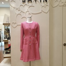 샤틴 라운드넥 플레어 트위드 원피스