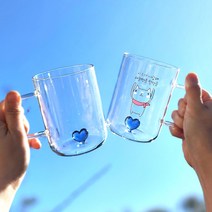 커스텀 선물 커플 선물 각인컵 예쁜컵 하트컵 내열유리 450ml, 2. 내열 유리(하트 있음), 1. 문구만(30자 내외), 1.기본 박스