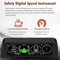 GPS HUD X90 자동차 디지털 GPS 속도계 HUD MPH KM/h 경사계 나침반 헤드 업 디스플레이 LCD 신호 시간 전, 한개옵션0