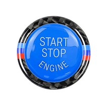 엔진 시작 중지 버튼 교체 커버 + 탄소 섬유 점화 스위치 트림 링 스티커 BMW E90 E92 E93 320i 자동차 인, 05 MBlue