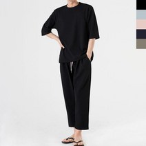 JKC 835_836_SET 남자엠보7부반팔핀턱팬츠세트
