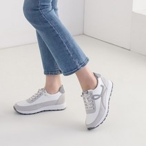 런슈즈 쫀쫀한 밴드 천연소가죽 발이편한 쿠션 여성 슬립온 스니커즈 운동화 3cm