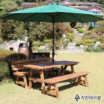 착한테이블 고기가 맛있게 구워지는 바베큐 그릴 포함 한쪽등받이 야외 테이블, 8인 한쪽 등받이 바베큐 도토리 도색