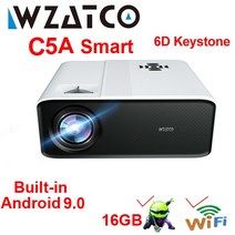 WZATCO-C5 LED 프로젝터 4K 스마트 안드로이드 와이파이 1920x1080P 홈 시어터 3D 미디어 비디오 플레이어 6D 키스톤 게임 비머, C5AB Smart