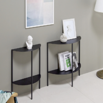 반원콘솔 현관 차키 트레이 테이블 철제 반달 인테리어 폭좁은 복도 틈새 미니협탁 장식장, 블랙(중)