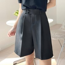 쏘옷 여성용 카밍 투버튼 핀턱 5부 반바지