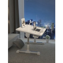 자동 높낮이 조절 책상 테이블 전동 높이조절 책상 침대 테이블, 화이트+서랍+책장