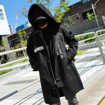 테잎 후드면 남자 남성 야상 점퍼 - 2color
