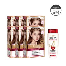 [로레알파리] [기획세트]NEW 엑셀랑스 크림 염모제 6개세트+토탈샴푸 170ml, 색상:6.30호-밝은갈색(황금빛)