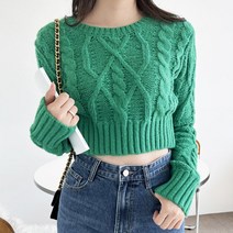 [sado]여성 도톰 꽈베기 라운드 크롭니트웨어 66까지 22F07