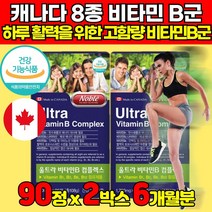 캐나다 직수입 비타민 비군 고함량 고용량 고농축 비타민b 8가지 b1 b2 B6 B9 B12 리보플라빈 나이신 종합 콤플렉스 컴플렉스 복합제 복합체 노인영양제, 90정 X 2박스 (6개월분)