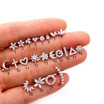 쉽고백팩 강아지 가방 아기띠 슬링백 켄넬 패션 316 스테인레스 스틸 미니 지르콘 연골 피어싱 스터드 귀걸, 02 Silver_05 5