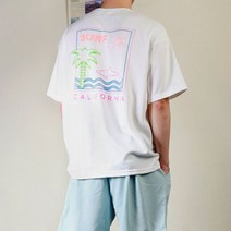 프랭키뉴욕 남자 반팔 티 오버핏 티셔츠 면 남성 박스티 서프 여름 커플티 시밀러룩 백프린팅_SSTS06