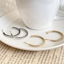 [써지컬스틸] 반반 스톤 C링 귀걸이