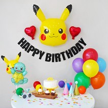 생일파티용품 세트 홈 파티 패키지 풍선 소품 장식 꾸미기 여자 남자 친구, 17. 감성블랙피카츄 생일