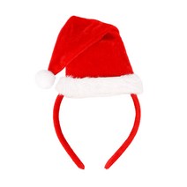 [곰돌이꼬깔모자] 파티짱 산타 방울 모자 머리띠 크리스마스 파티 소품, 레드
